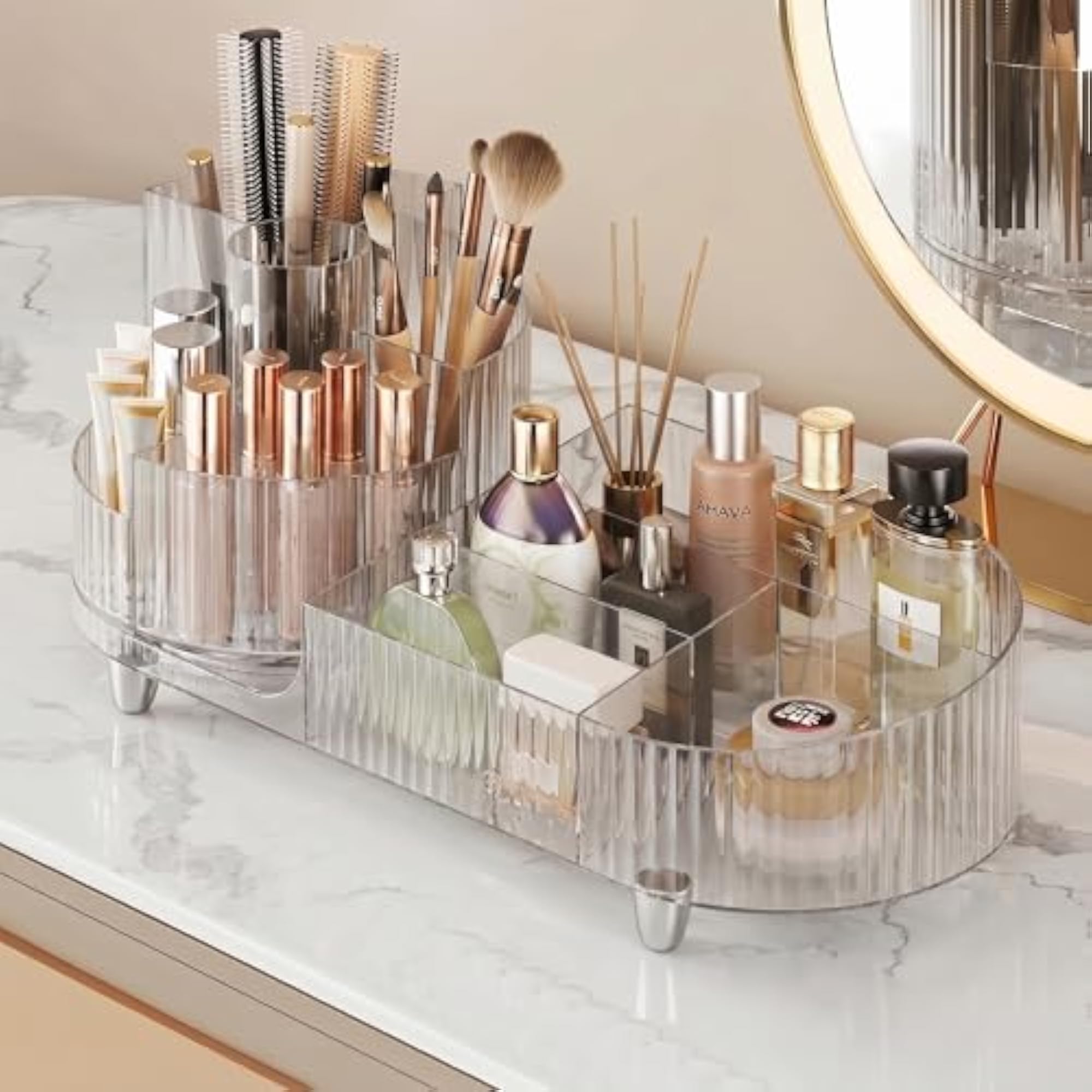 Rotating Clear Makeup Organizer for Vanity Countertop